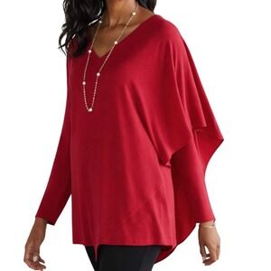 Soft Surroundings NWT Madeline Tunic Sangria Red V Neck Cape Style Top Size L